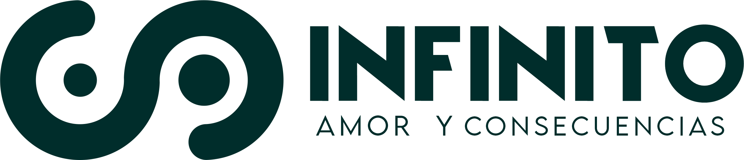 Logo horizontal verde de INFINITO — Amor y Consecuencias