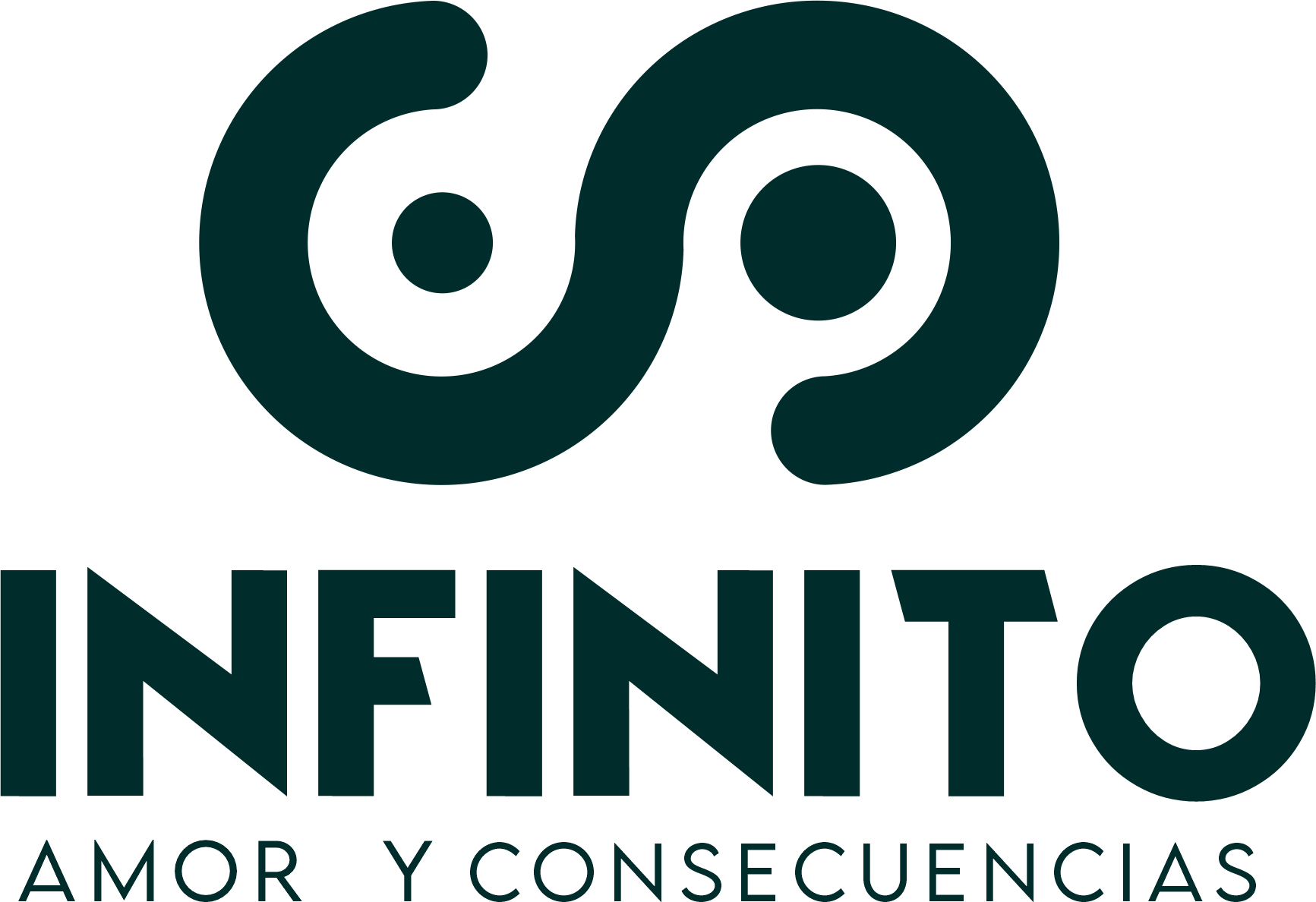 Logo vertical verde de INFINITO — Amor y Consecuencias